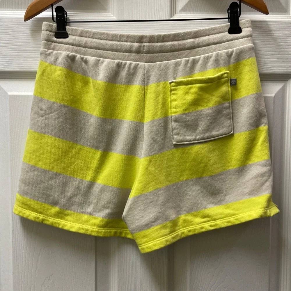 T by Talbots Petite Size SP Striped Yellow/Tan Tie Waist Shorts W Pockets‎